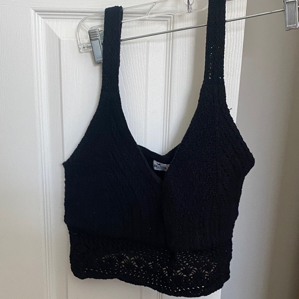 Black Crochet Crop Top